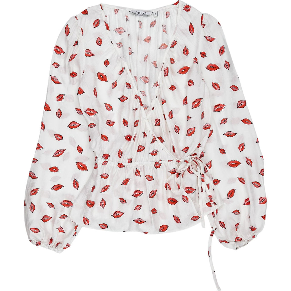 OMNES White Lip Print Blouse