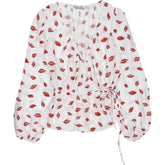 OMNES White Lip Print Blouse