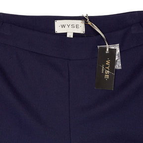 Wyse Navy Sandrine Scallop Edge Trousers