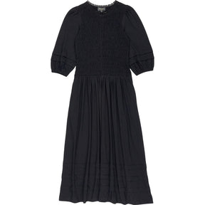 Wyse Black Smocked Midi Dress UK 8