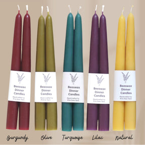 Artisan Beeswax Dinner Candles (available in 5 colours)