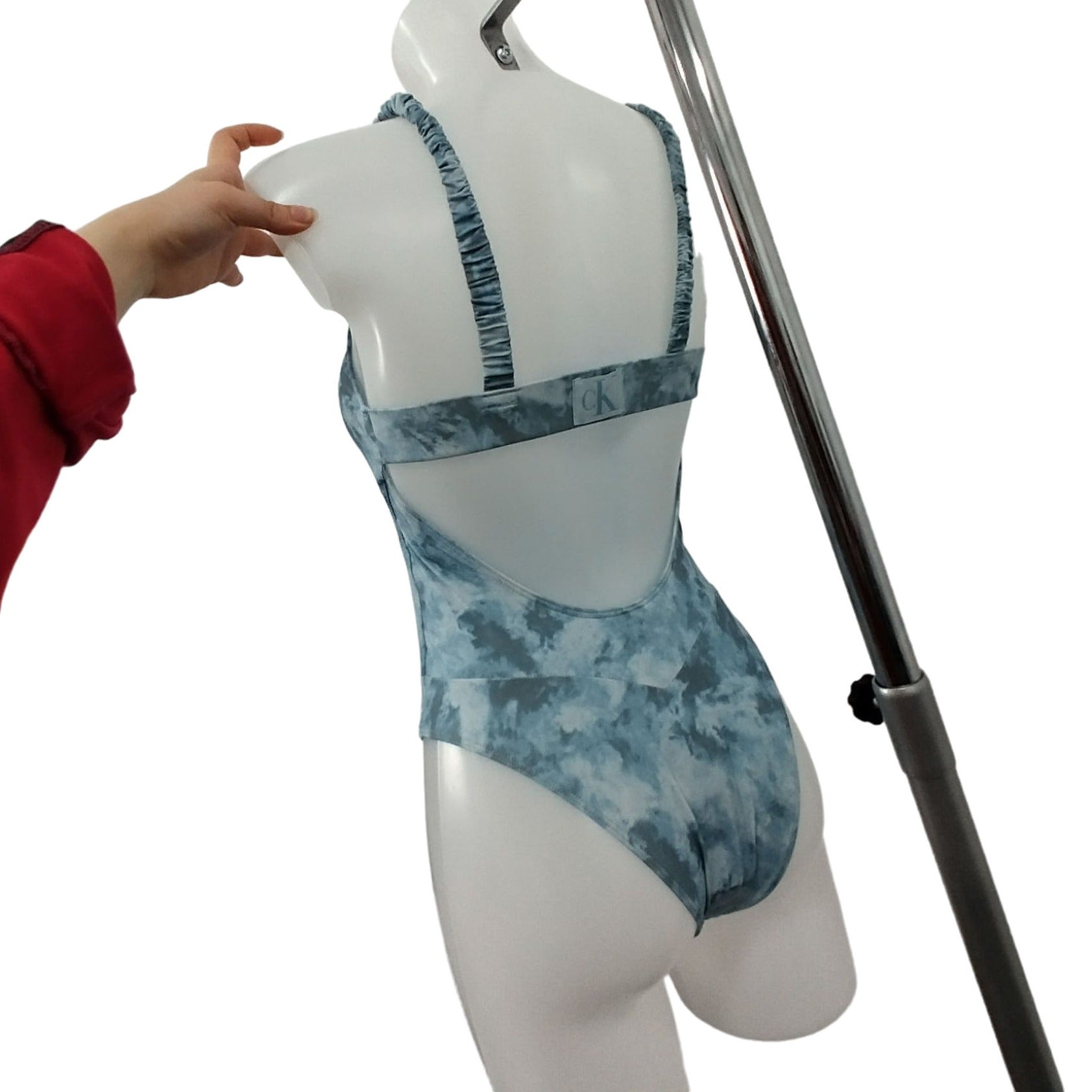 Calvin Klein Blue Cloudy Marble One-Piece Swimsuit