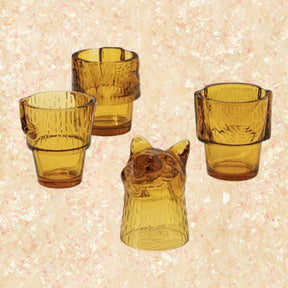 Amber Cat Stacking Glass Set