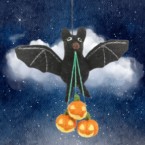 Handmade Felt 'Shadow the Bat' Hanging Halloween Decoration