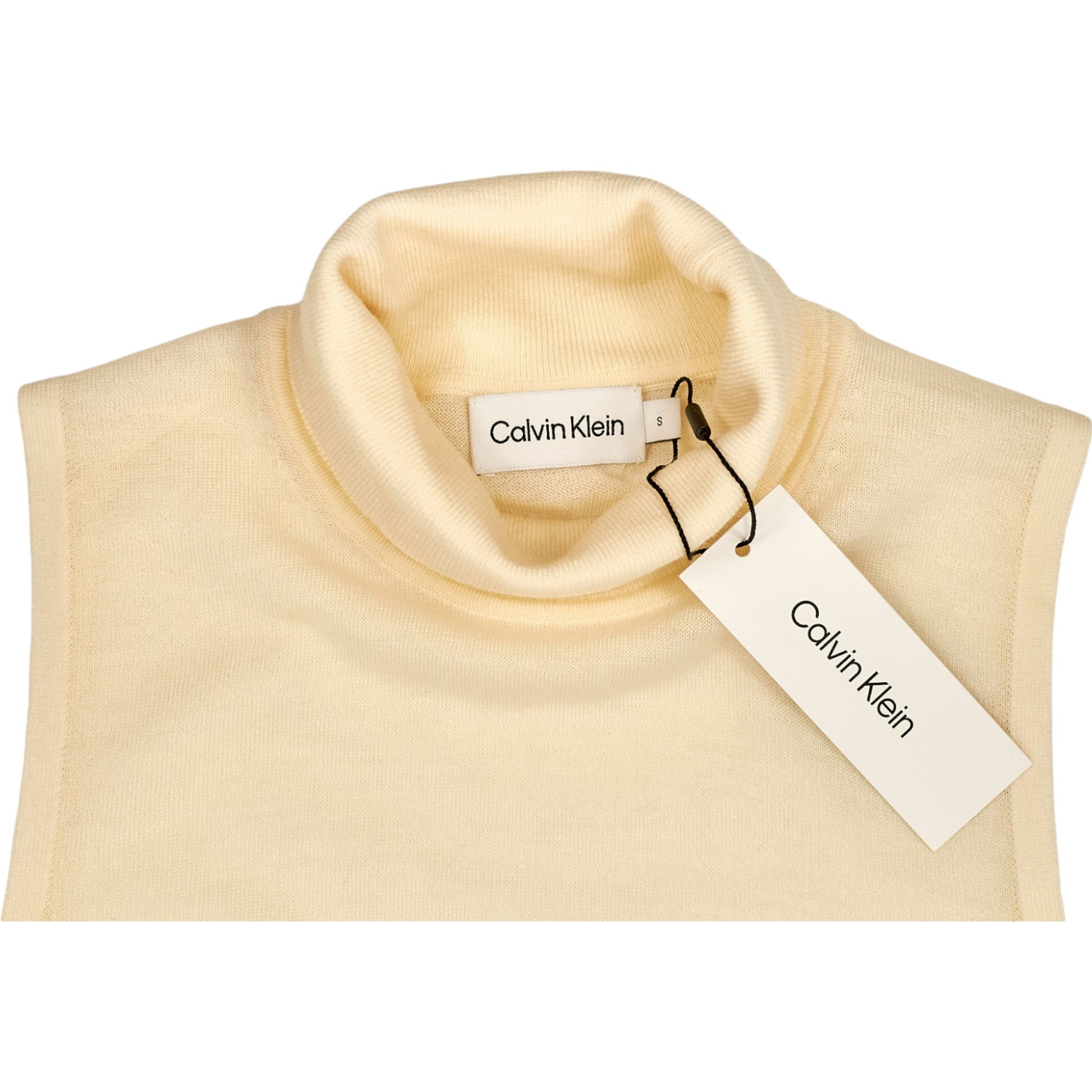 Calvin Klein Cream Merino High Neck Tank