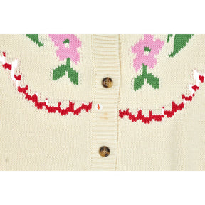 OMNES Cream Floral Knit Cardigan