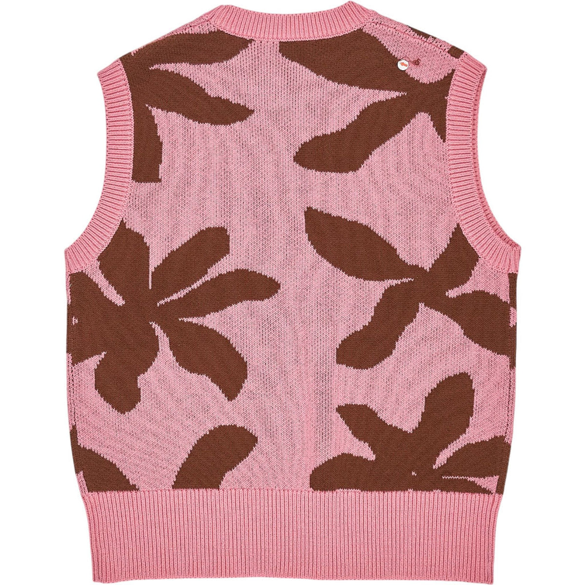 OMNES Pink Brown Floral Knit Vest