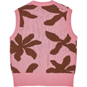 OMNES Pink Brown Floral Knit Vest