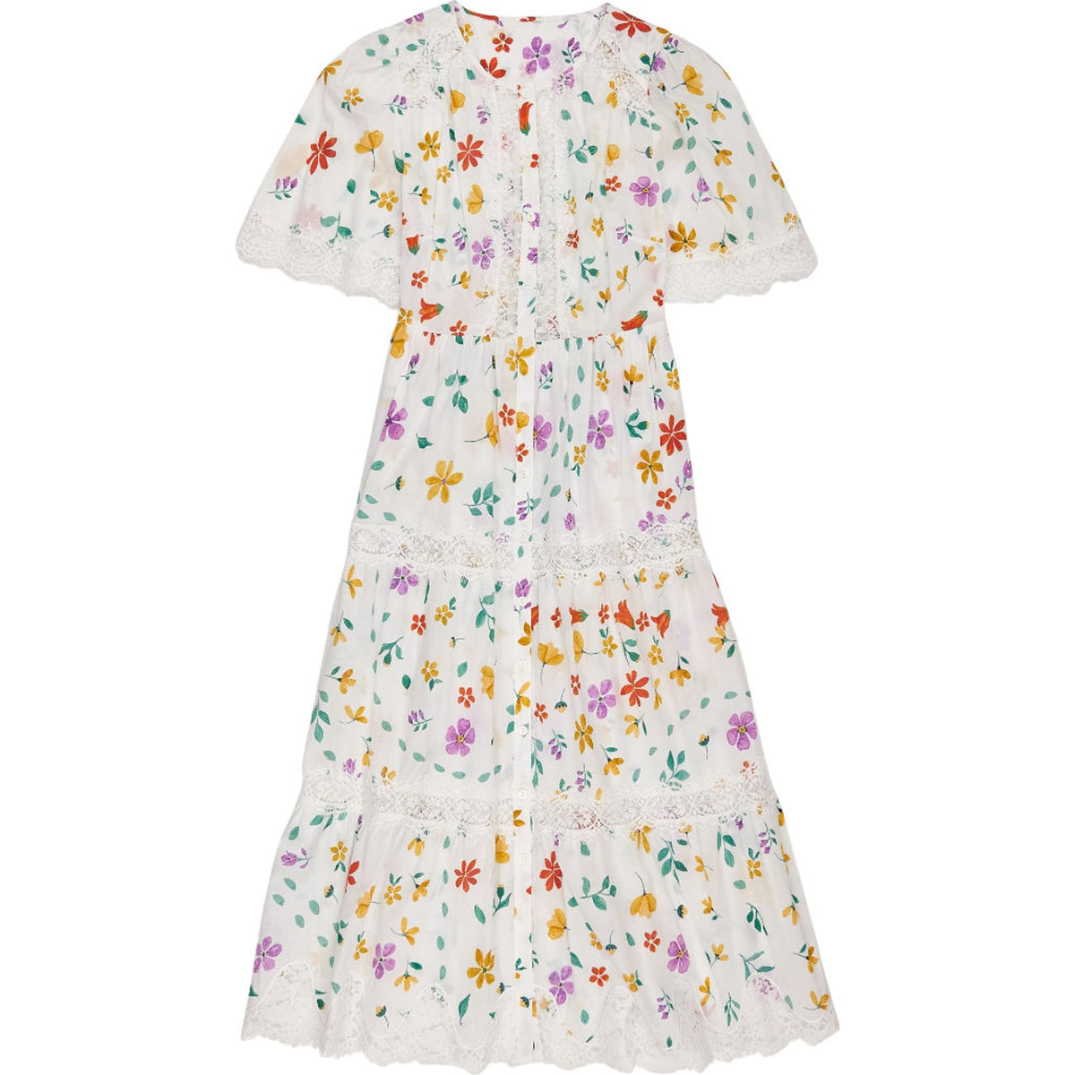 WYSE Floral Lace White Maxi Dress