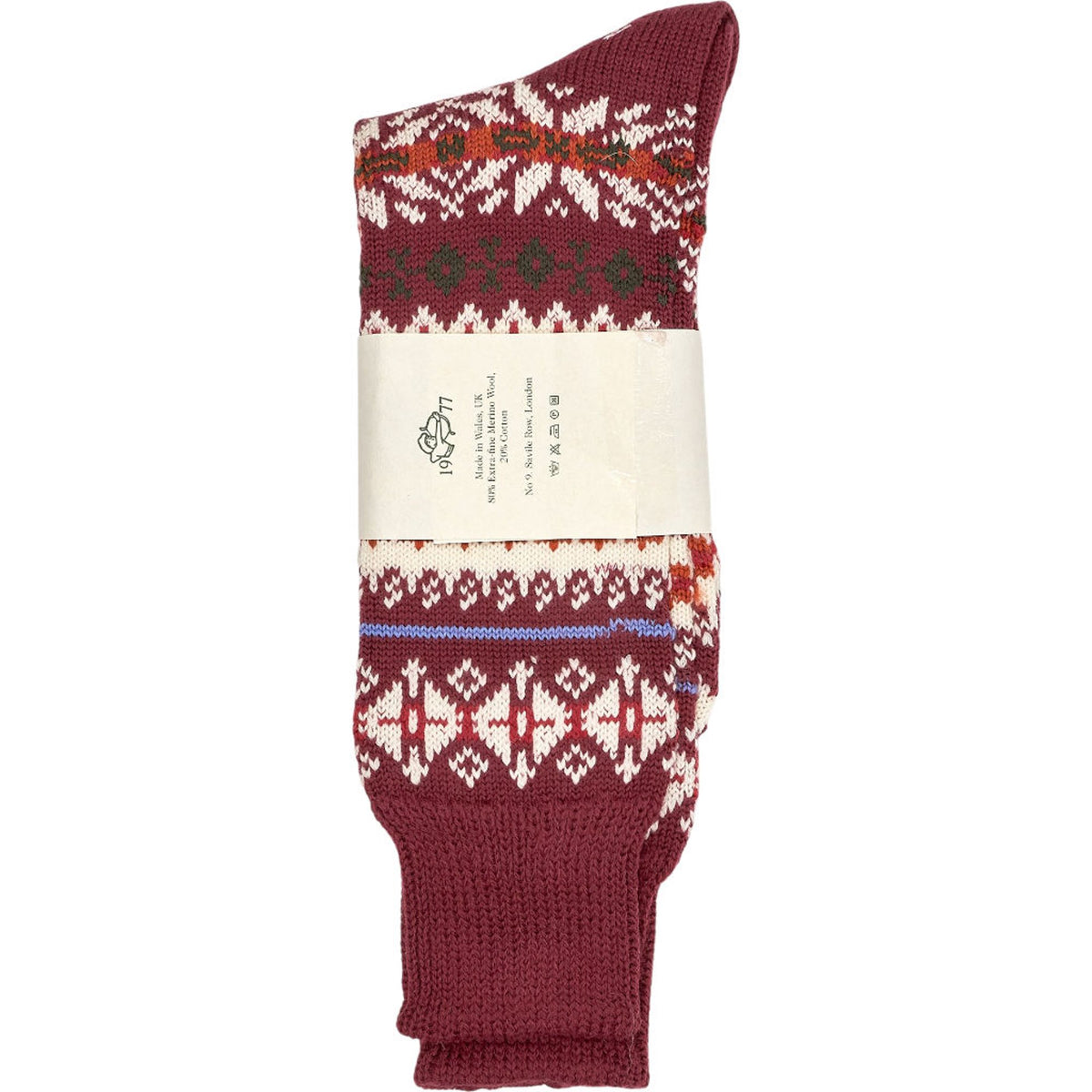 Drake's Red Fair Isle Knit Socks