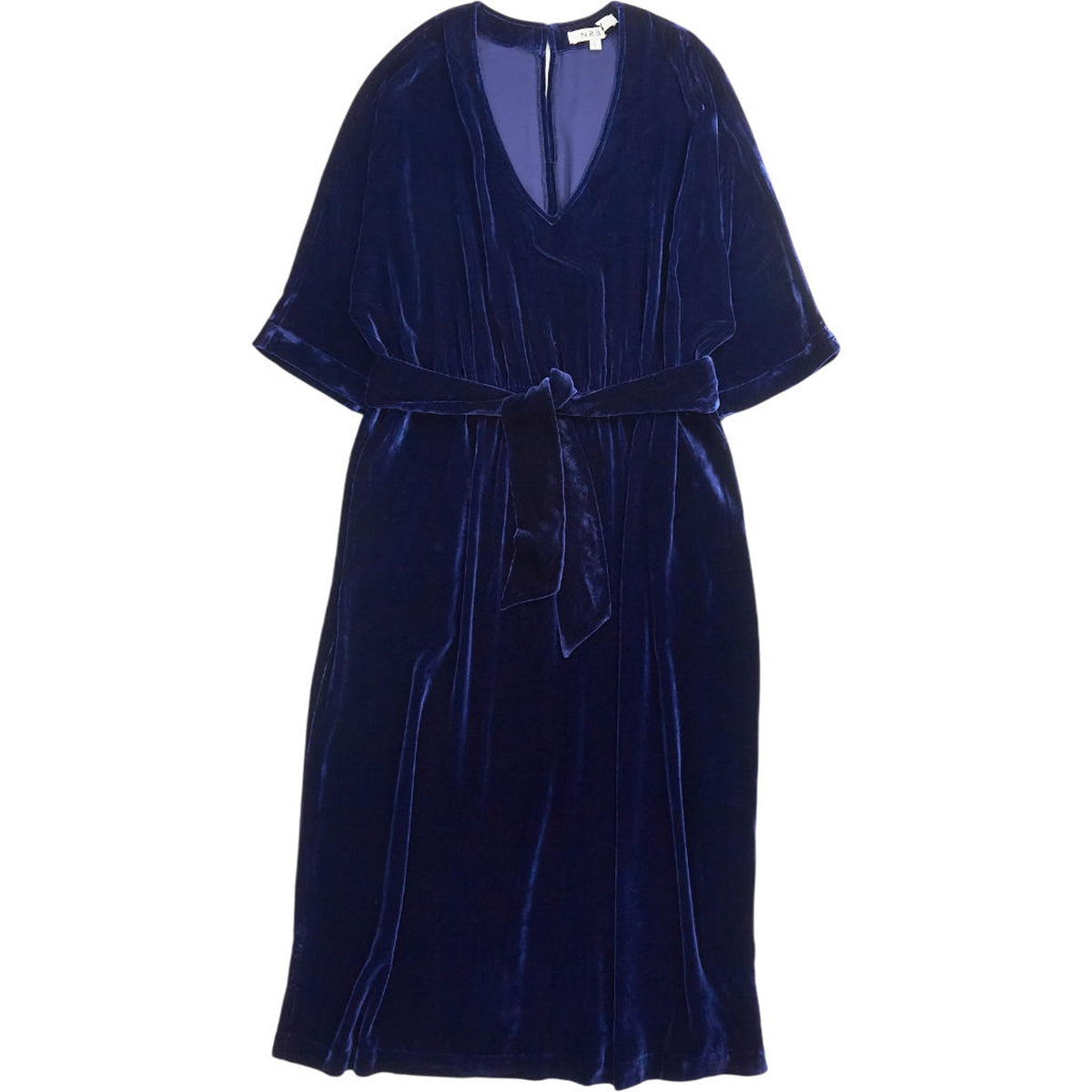 NRBY Blue Velvet V-Neck Dress