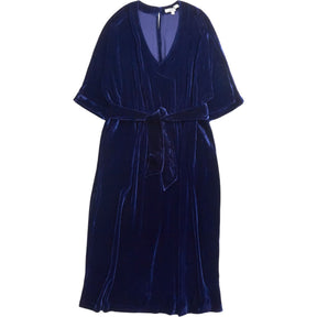 NRBY Blue Velvet V-Neck Dress