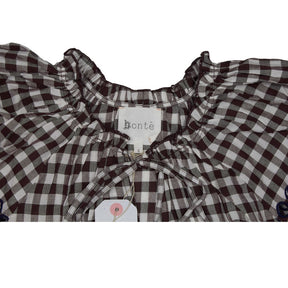 Bonte Brown Gingham Embroidered Top