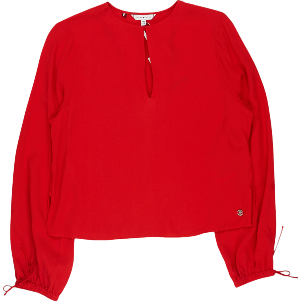 Tommy Hilfiger Fierce Red Viscose Crepe Solid VN Blouse