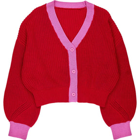 OMNES Red Pink Hopper Cardigan