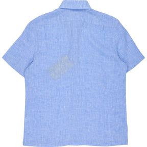 Moss Blue Linen Short Sleeve Shirt