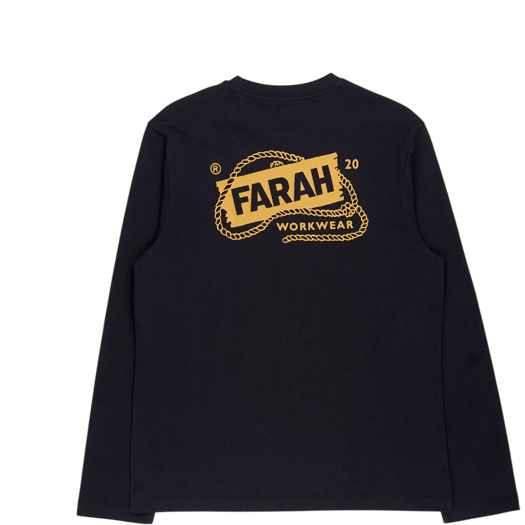 Farah Black Worden Graphic Long Sleeve Tee