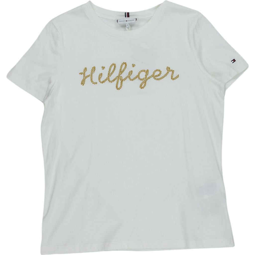 Tommy Hilfiger Ecru Gold Logo T-Shirt