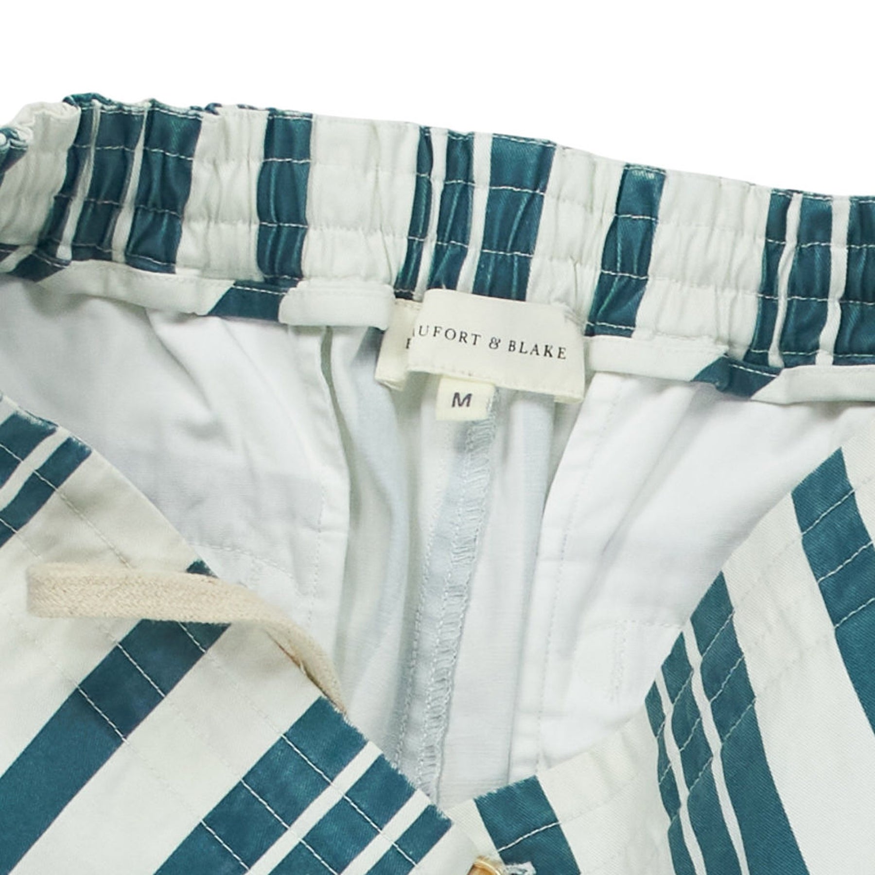 Beaufort & Blake White Green Striped Shorts
