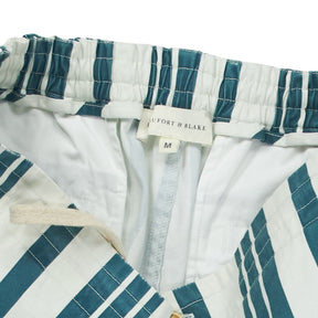 Beaufort & Blake White Green Striped Shorts
