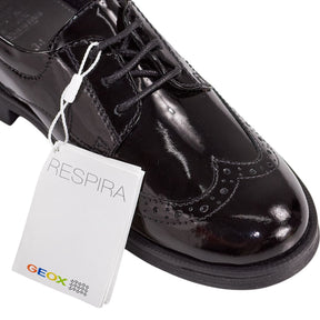Geox Black Patent Leather Brogues