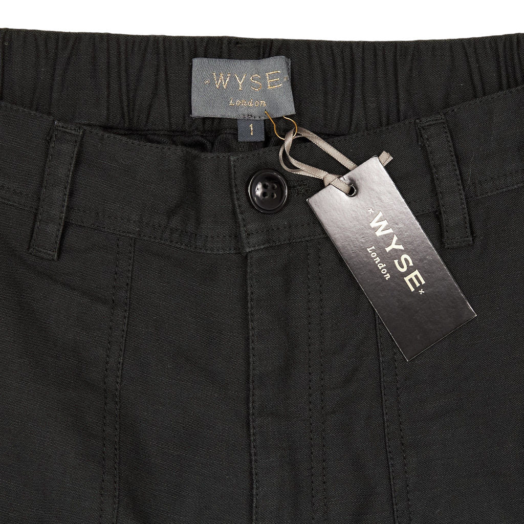 WYSE Black Lara Scallop Cargo Pants