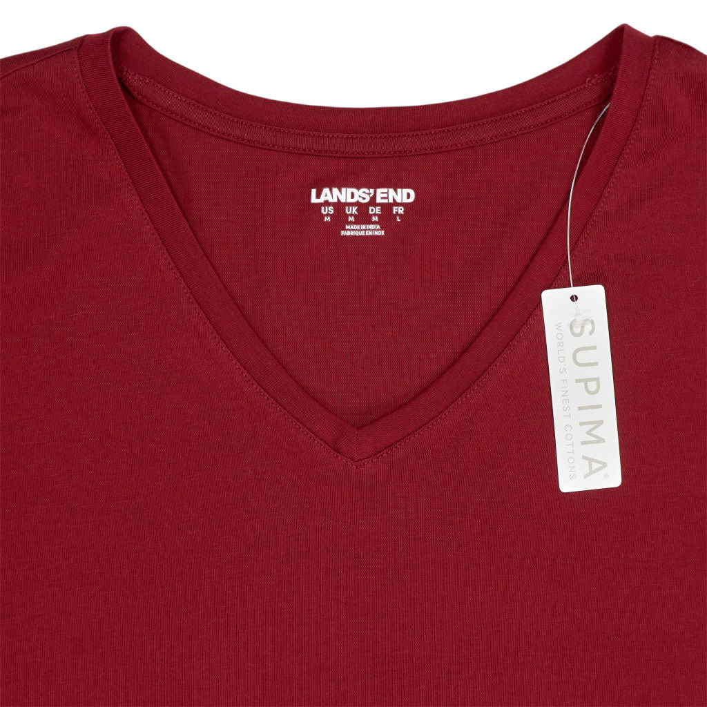 Lands' End Red V-Neck Long Sleeve Top