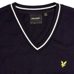 Lyle & Scott Navy Knit Argyle Sweater