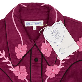 Pink City Prints Raspberry Cord Western Shirt S