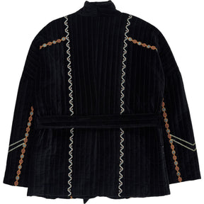 Wyse Black Viola Velvet Embroidered Jacket