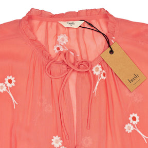 Hush Coral Akina Embroidered Top