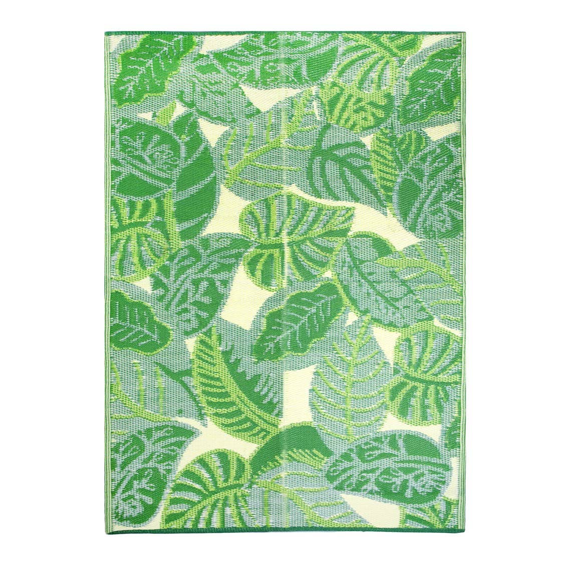 Green Tropical Palm Leaf Outdoor Rug
