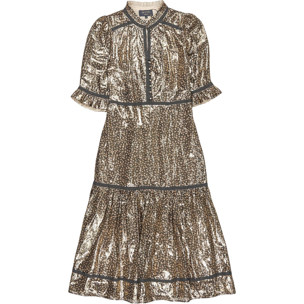 Wyse Metallic Gold Leopard Jodie Dress