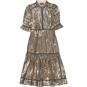 Wyse Metallic Gold Leopard Jodie Dress