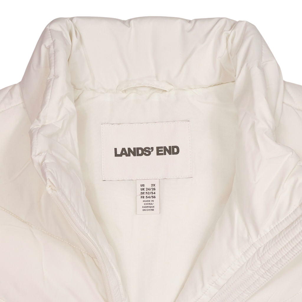 Lands' End White Quilted Puffer Vest