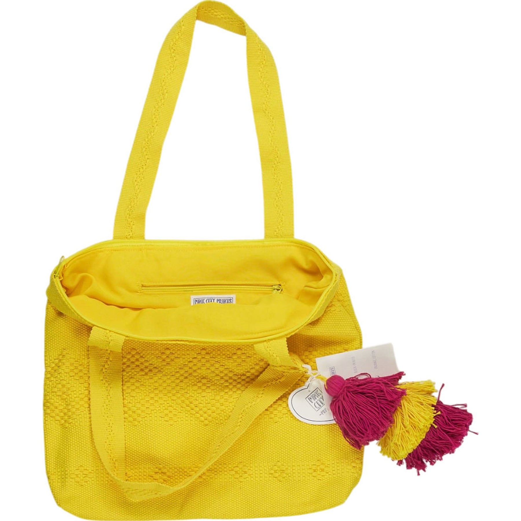 Pink City Prints Yellow Tote Bag