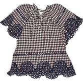 Bonte Brown Gingham Embroidered Top