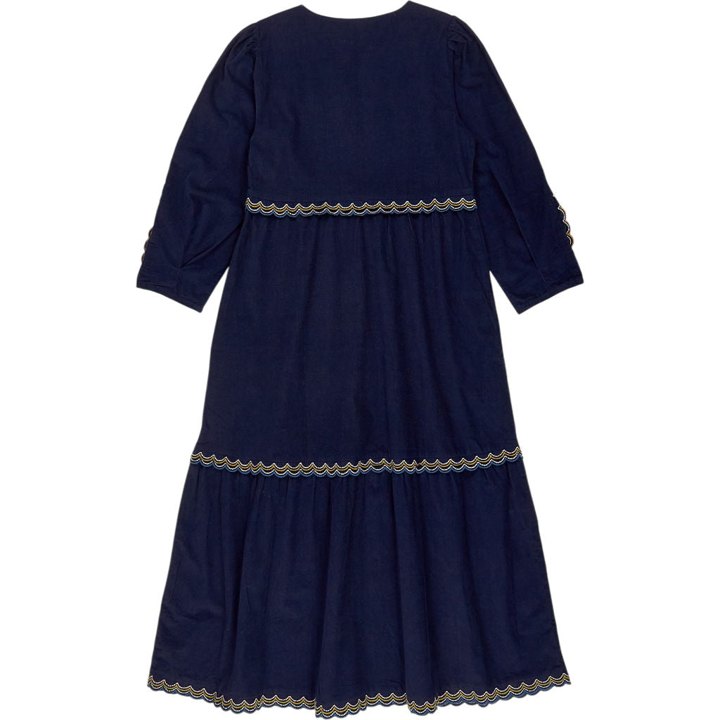 WYSE Navy Embroidered Midi Dress