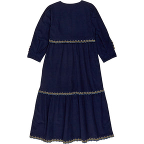 WYSE Navy Embroidered Midi Dress