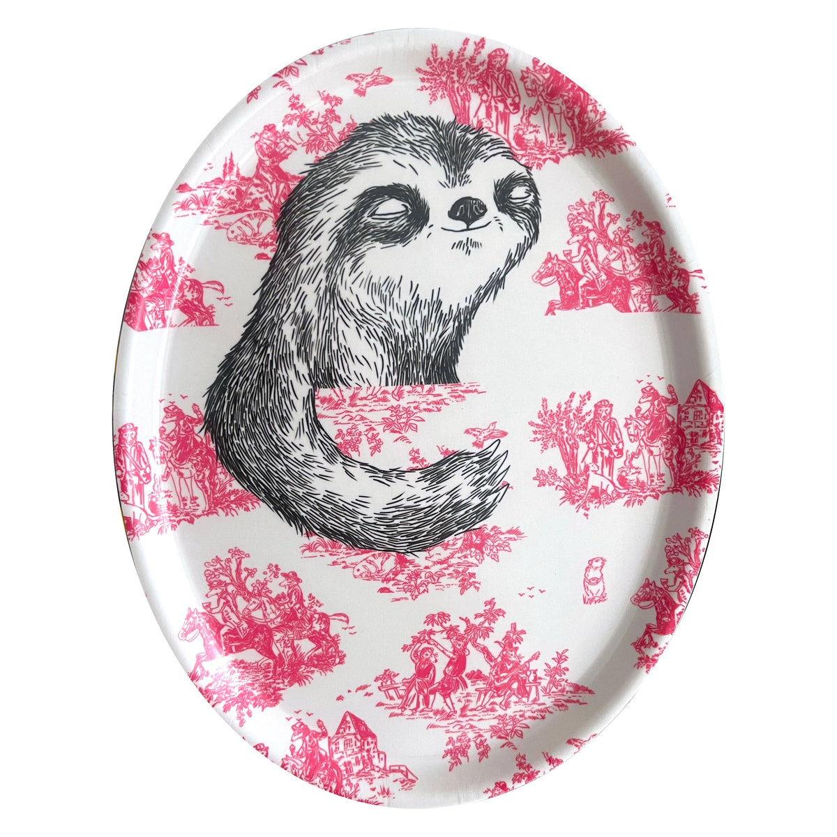 'Sloth sleeping' - Toile pattern Tray
