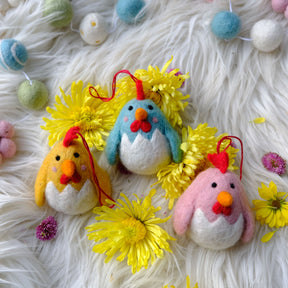 'Chickens in Eggs' felt decorations by Fiona Walker England