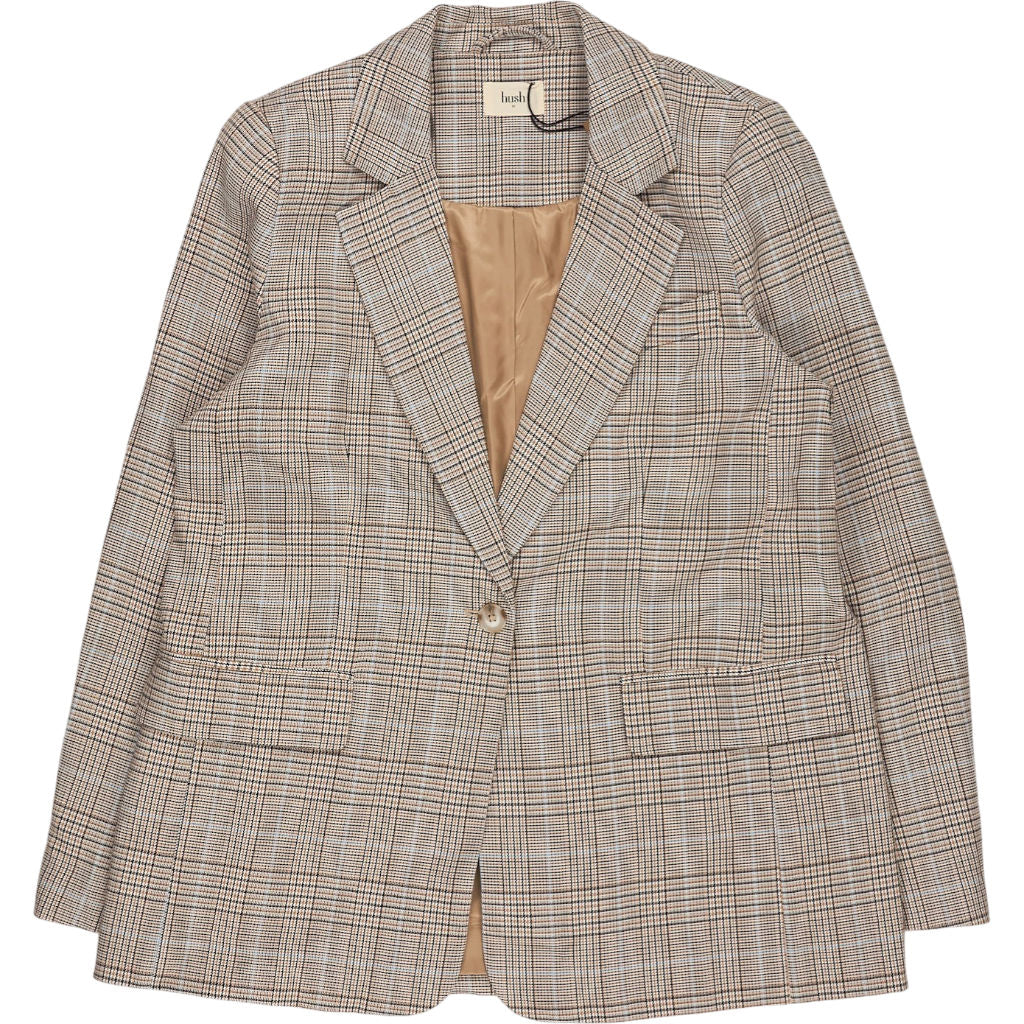 Hush Biscuit Beige Meena Checked Blazer