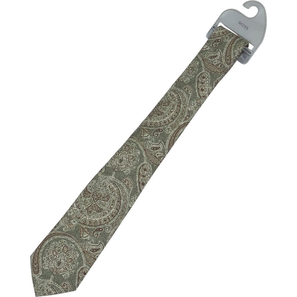 Moss Tessitura Bottinelli Green Paisley Silk Tie