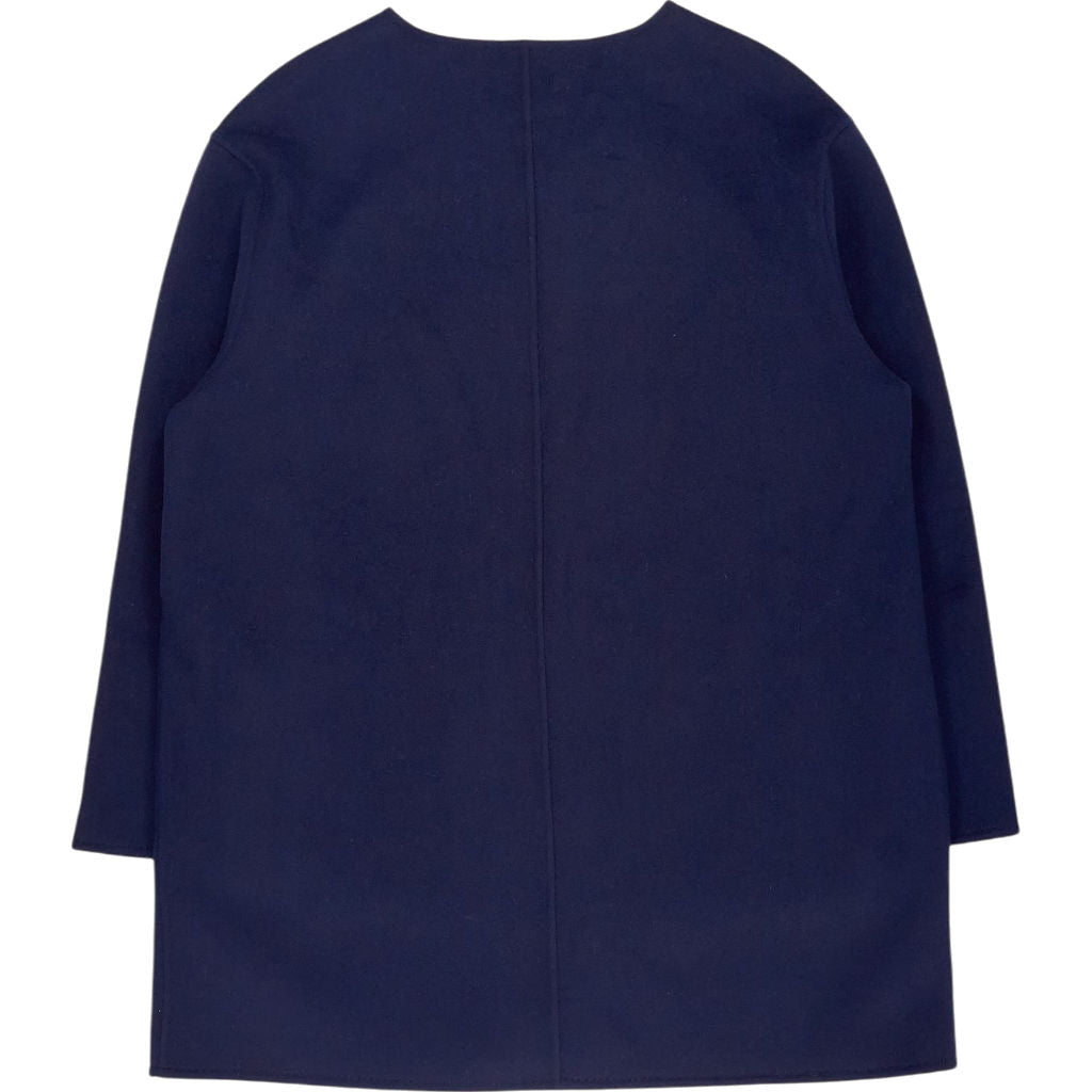 Wyse Navy Corrine Collarless Wool Coat