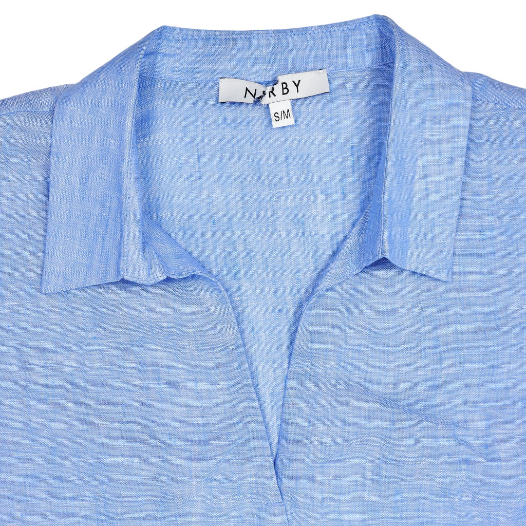 NRBY Blue Linen Shirt Dress