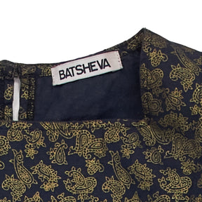 Batsheva Navy Gold Patterned Dress