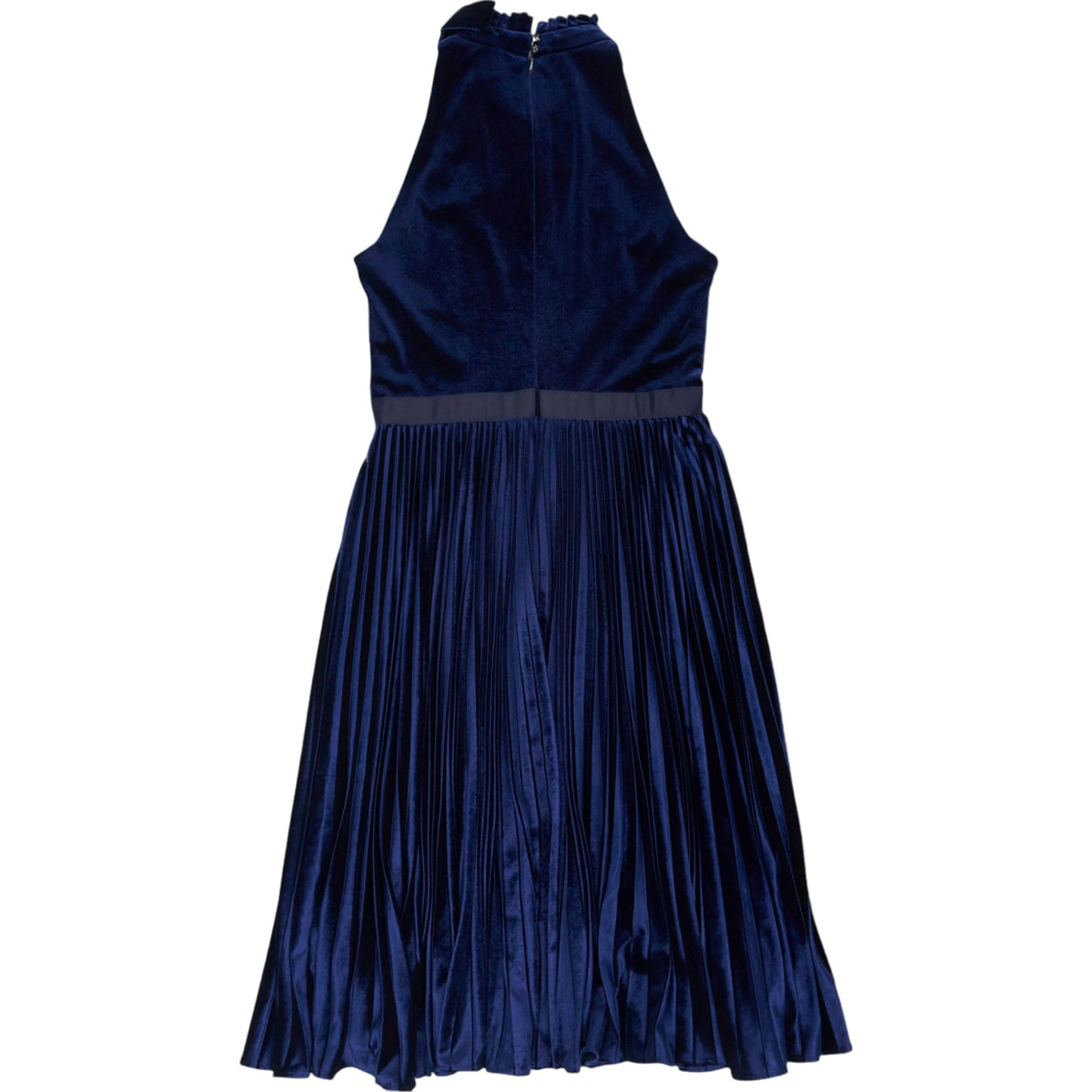 Ted Baker Navy Pleated Velvet Dress