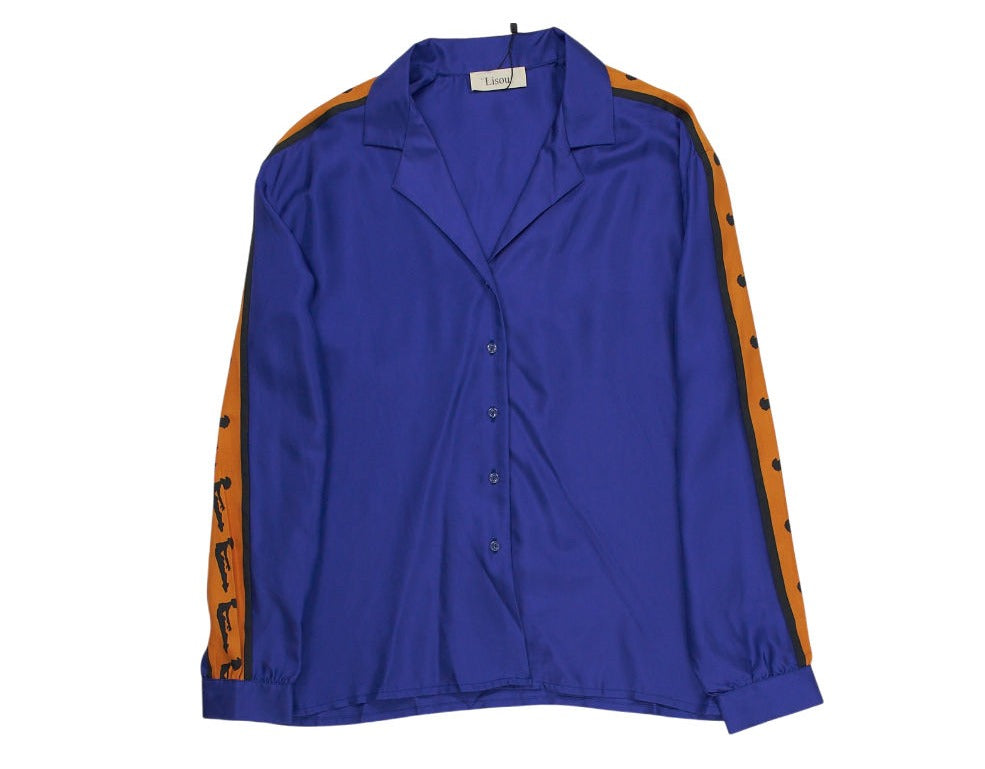 Lisou Blue Silk Button-Up Shirt