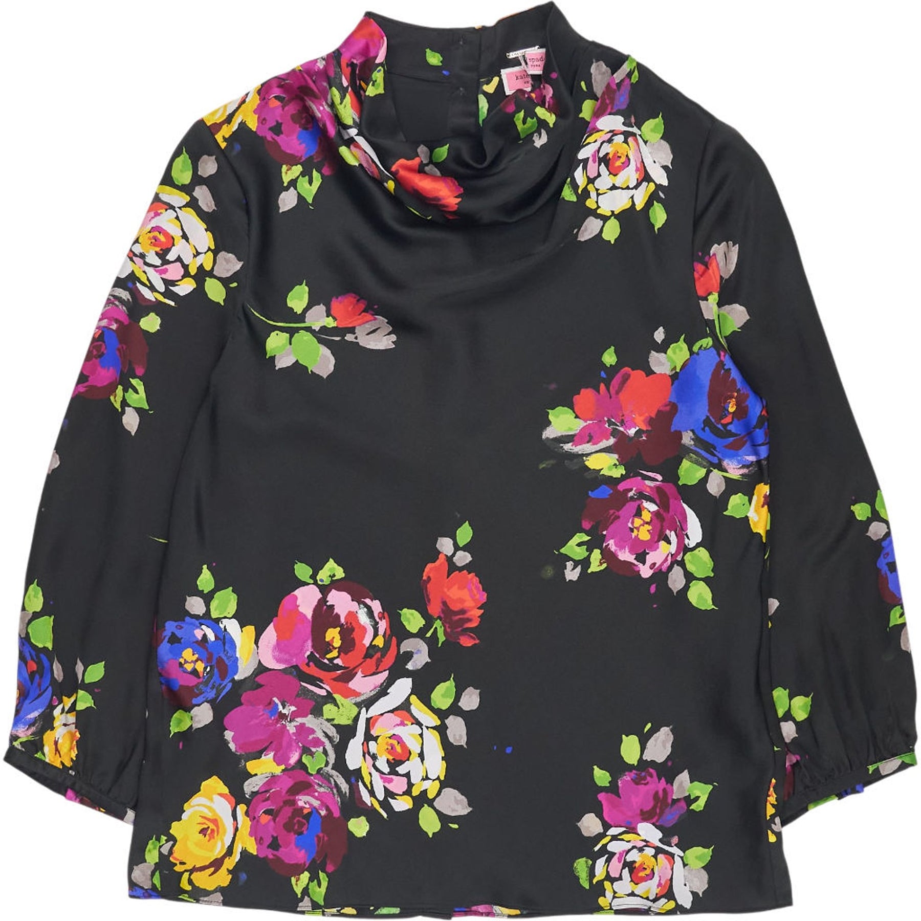 Kate Spade Black Floral Silk Blouse