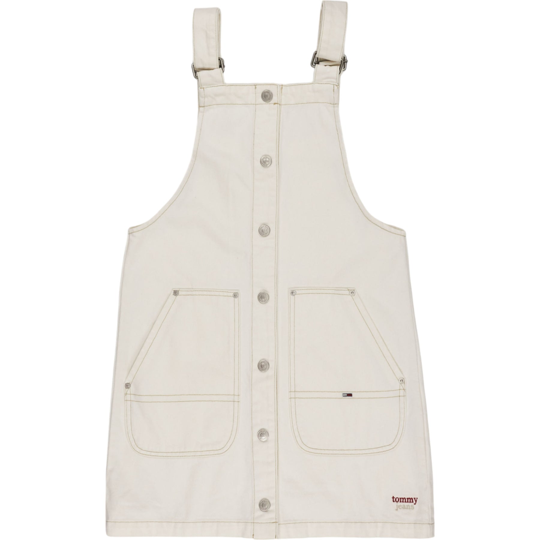 Tommy Jeans White Dungaree Dress